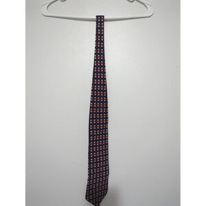 NEO by Bill Blass Mens Neck Tie 100% Silk Navy Blue Geometric Classiccore Casual